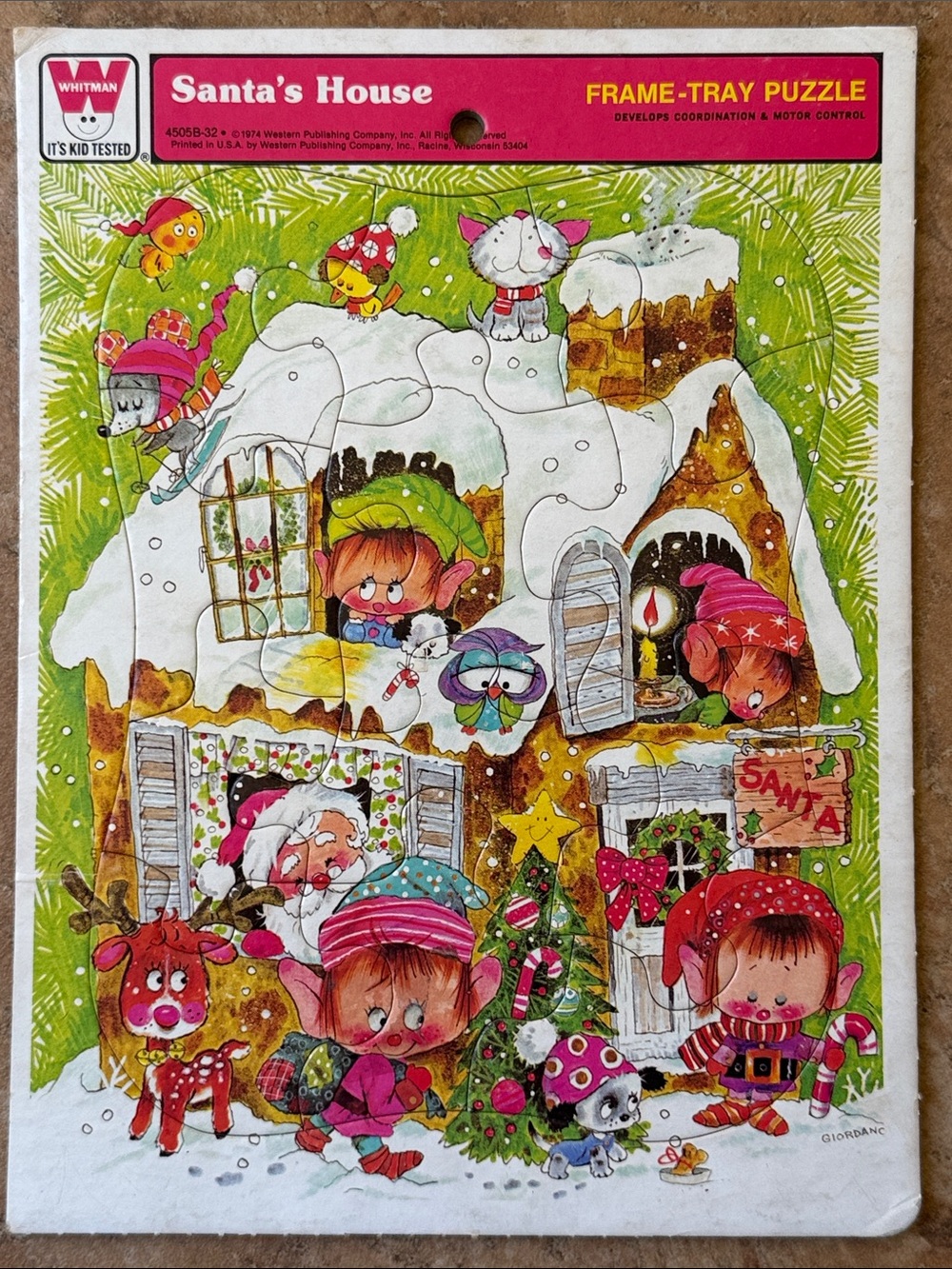 Vintage 1974 Santa’s House Frame-Tray puzzle